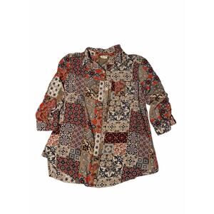 Patchwork Paisley Button Down KC Khakis & Co Earthy Trippy Brown Medium